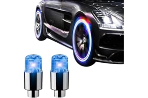 Tianbi 2 Pcs Wheel Lights, LED Valve Caps, Car Bike Wheel Tire Tyre Valve Dust Cap Light, Spoke Flash Lights Valve Stem Cap Light for Car Truck SUV Motorcycles Bike, Blue
