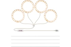 Grow Light, Rosnek Plant Grow Lights, Full Spectrum Plant Lamp Sunlight with Timer Dimmable Switch, USB Halo Light for Indoor Plants Greenhouse Succulents Seedlings Small House Plant, 4 Ring Head