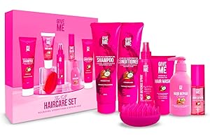 Give Me Cosmetics, Shampoo and Conditioner Sets, with Hair Mask, Heat Defence Spray, Repair Cream, Serum, Detangle Hairbrush, Argan & Coconut Oil, Paraben Free, Haircare Gift Set