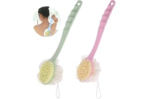 LIMEOW Scrubber spazzola manico lungo doccia Spugne di pennello Lunga Manico in plastica Scrubber Posteriore Mesh Bath spugna spazzola Manico Lungo spugna Spazzola per Corpo Accessori Bagno Uomo e Donna 2pcs