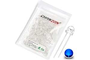 Chanzon 100 Stück 5mm blauer Strohhut LED Diodenlichter (Klare transparente Linse 3V 20mA) Helle Glühbirnen Lampen Elektronikkomponenten Anzeigelicht emittierende Dioden