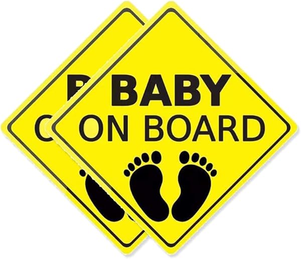 MUNZE Baby On Board Adesivo Auto 2 Pezzi Giallo Standard Targhetta Adesiva 13X13Cm - 1