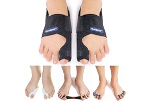 YOUTHBELIEF Separatory korektora palców szyna haluksowa 【Aktualizacja 2025】 Zestaw korektora palucha koślawego dużych palców zestaw do ćwiczeń na haluksy zestaw ortopedyczny łagodzenie bólu stóp