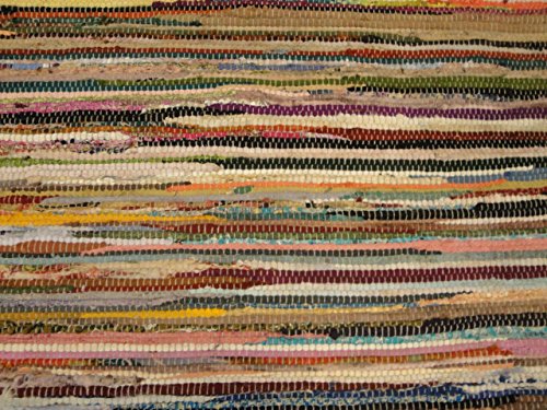 Fleckerlteppich -Handgewebt- 70 x 140 cm Handgewebt 70er Jahre - 2