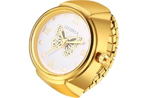 JewelryWe Utdragbar damklocka i rostfritt stål, fint rostfritt stål, analog fingerringsklocka för män, kvinnor, elastisk kvar