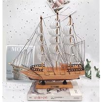 Modello Nave A Vela In Legno - Replica Artigianale 33x6x34 Cm, Decorazione Nautica, Regalo Per Collezionisti