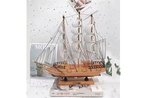 HAOZAIKEJI Modèle de voilier miniature - Modèle de voilier nautique - Décoration d'intérieur vintage - Modèle de bateau à 3 mâts - Modèle de voilier en bois - Thème océan - Cadeau pour homme et garçon