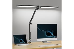 iVict LED Desk Lamp with Clamp, 24W Super Wide Desk Light for Home Office, 3 Color Modes X 10 Brightness Levels, Computer Monitor Light, Table Lamp for Study, Office, Working - Black