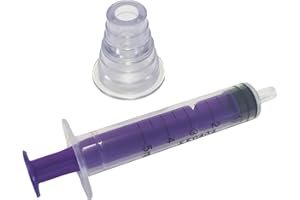 12 X 5ML QUALICARE ORAL ENTERNAL MEDICINE BABY ELDERLY DOSAGE NON-STERILE LATEX FREE DISPOSABLE PURPLE SYRINGES WITH BOTTLE ADAPTER