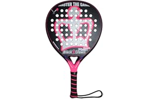 Black Crown - Pala de Padel Piton Nakano - Forma Redonda - Control y Potencia - Peso 350 gr - Marco 38 mm 80% Fibra de Carbono - Resistente - Goma Eva15 Soft