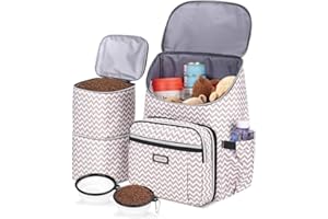 BAGLHER Travel Dog Backpack - Detachable Travel Dog Food Container for Pet Supplies Dog Gear Backpack,Dog Bag for Traveling with 2 Silicone Collapsible Bowls and 2 Food Baskets