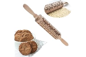 Voarge Rouleau à pâtisserie avec motif de Noël en forme d'élan - Rouleaux à pâtisserie de Noël pour la cuisson de biscuits en relief - Accessoire de pâtisserie parfait pour fondant, pizza