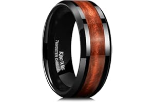 King Will Tungsten Carbide Wedding Band for Men - 8mm Black High Polished Inlay Blue Green Red Sand Sea Desert Star for Everyday Wear Comfort Fit