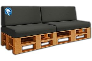 MICAMAMELLAMA Pack Ahorro 2 Asientos + 2 Respaldo de Cojines para Sofa de palets/europalet | Desenfundable | Interior y Exterior | Color Gris Nautico | 100% Impermeable | Espuma de Alta Densidad.