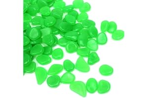 SPICOM 100pc Glow in The Dark Pebble Stones Luminous | Decorative Stones | For Fish Tank Garden Pathway Flower Pot Bed Shiny | MIX COLOURS (Green)