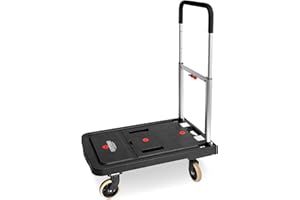 MAGNA CART Magnacart Faltbarer Plattformwagen - Tragfähigkeit bis zu 137KG - Anti-Rutsch-Plattform - 67,5 x 41 x 92 cm - Schwarz/Rot/Grau