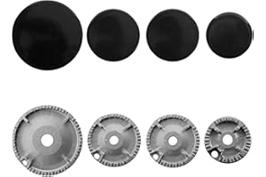 IGTOPS Gas-brenner Crown & Flammenkappe für Ofen Herd Herdplatte,Brenner-Set + Abdeckplane für Kochplatten,Brenner 8 Teile,Ofenherd Gasbrenner Krone Flamme Kappe Kit Gasherd Zubehör konkav (55-100mm B)