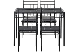 FURNITABLE Set da pranzo da 5 pezzi, tavolo da pranzo con 4 sedie, tavolo da cucina, tavolo reversibile, tavolo da pranzo e sedie per piccoli spazi | marmo bianco e nero, MAMA1