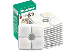 Hantoc 12 Pezzi Filtri Fontanella per Gatti, Filtri di Ricambio per Gatto di Cane per 2.5L Fontanella Animali Domestici Filtri per Fontana con Resina e Carboni Attivi Piazza