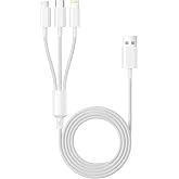 Multiple Charger Cable [1.2M], 3 in 1 Multi Nylon Charging Cable USB Cable Mobile Charger Cable with Micro USB Type C Lightni