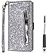 Produktbild [NO für S6] Vectady für Samsung Galaxy S6 Edge Hülle, Lederhülle Schutzhülle Tasche Leder Handyhülle für Galaxy S6 Edge Handytasche Case Glitzer Hüllen Leder Cover für Galaxy S6 Edge - Silber
