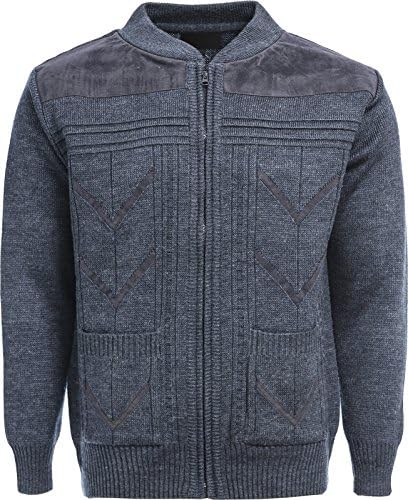 Sonia Fashions Mens Knitted Cardigan Classic Style Zipper Jumper with Front Pattern