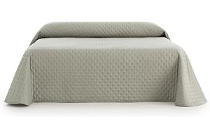 Sanelitex | Colcha de Cama Habitat | Color Piedra | Cama de 180 | Reversible | Tacto Extrasuave | Hecho en España