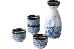 DOITOOL 5 Pezzi in Ceramica Set di Sake Giapponese Set da Portata di Sake Set di Tazze da Sake 180 Ml 20 Ml