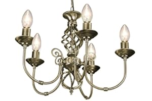 C T LIGHTING 5 Light Antique Brass Classic Knot Twist Chandelier Ceiling Light Fitting