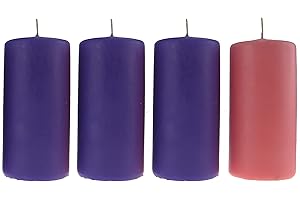 4 Candele per l'Avvento Ø 7 cm h. 15 cm - Misura grande per allestimento Altare dell'Avvento - Made in Italy - Cereria Di Giorgio