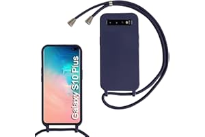 MBSLFY Silikon Handykette für Samsung Galaxy S10 Plus Necklace Hülle mit Band, Verstellbarer Halskette Handyhülle, Handyhülle für zum Umhängen, Case mit Schnur, Navy blau