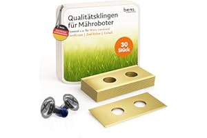 BEOS® 30 x Premium Titan Ersatzmesser + Schrauben mit Sicherung - Ersatzklingen für Premiummarken Worx, LandXcape, Zoef Robot, Einhell, Kress – 0,9 mm Blattstärke für langes Rasenmäher Vergnügen -