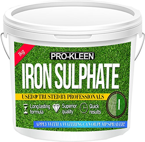 1 kg de sulfato de hierro Pro-Kleen Premium | calidad superior ferrosos Acondicionador de césped, musgo, hierba verde césped y endurecedor | Pure césped Tonic de larga duración para un aspecto más sano jardín | ayuda a prevenir el césped enfermedad | fácilmente soluble en agua