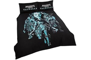 ASSASSINS CREED Assassin's Creed Valhalla - Set copripiumino e federa double-face, colore: Nero/Blu