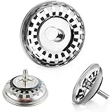 RVS Gootsteen Afvoer Plug Keuken - Geen Verstopping – Spoelbak Zeef Afvoerstopper Korfplug Gootsteen Zeef 84mm Goud
