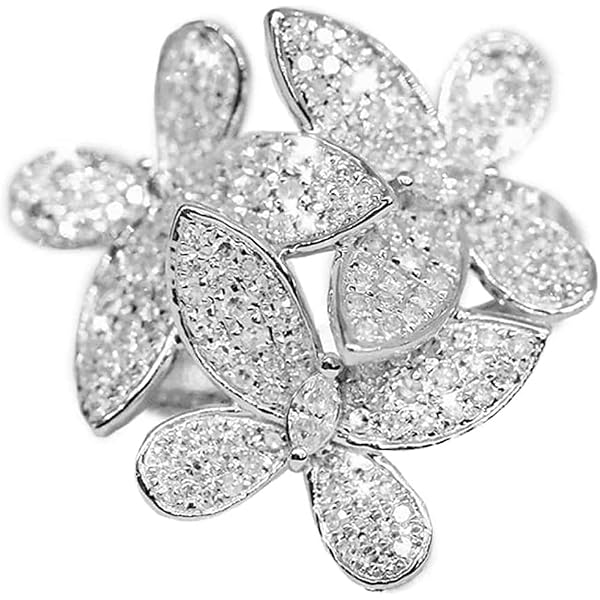 Anello a forma di fiore di opale esagerato da donna placcato oro con pietra di nascita bianca grande e regolabile aperto comodo bohemien, matrimonio, compleanno, cocktail, festa, gioielli regalo