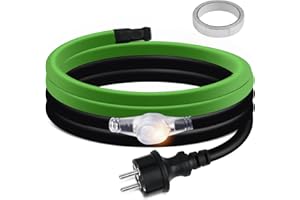 2M Heizkabel mit Thermostat, 35W/m Selbstregulierendes Frostschutz Heizkabel mit Betriebsanzeigeleuchte, Begleitheizung Wasserleitung von Wasserleitungen, Dachrinnen und Weidetränken, IP68