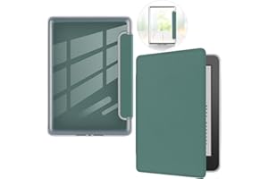 Custodia ERUNTO per Kindle Paperwhite 6,8" e Signature – Retro acrilico trasparente, chiusura magnetica con laccetto, accensione/spegnimento automatico(verde)