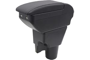 KAERGK Caja de apoyabrazos de Doble Capa para Kia Picanto 2006-2019, Caja de Almacenamiento para Consola Central con portavasos, Accesorios, Negro, con 4 Puertos USB