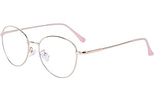 JoXiGo Computerbrille Anti-Blaulicht Ohne Stärke Anti-Müdigkeit UV-Schutz Retro Rund Metallgestell Brillenfassung mit Brillenetuis