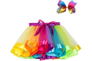 TOPGROWTH VESTITO Topgrowth Gonna Tulle Bambina Ragazze Tutu Festa Danza Balletto Abito Arcobaleno Gonna Costume + Fermaglio per Capelli Set