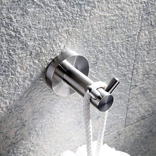 Preisvergleich Produktbild UHK Lysqva Badezimmerzubehör WC-Badezimmer Gebürstetes Finish Edelstahl Doppel Handtuchhaken Badezimmer Wandhaken Dusche Doppelhaken Prong Coat Hut Robe Hook