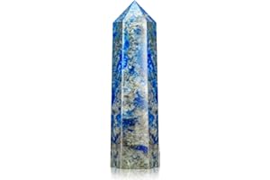 FoiiLiio 9-10cm Bergkristall Natürlicher Stein Lapislazuli Turm Edelstein Stab Kristall Steine Groß Türme Heilstein Stein Lapislazuli Meditation Energie Stein