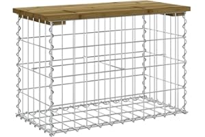 vidaXL Gartenbank, Sitzbank Bank Gabionen, Gabionenbank für Garten Terrasse, Steinkorb Drahtkorb Parkbank Gartenmöbel, Kiefernholz Imprägniert