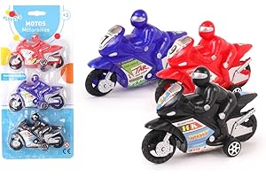 FLYPOP'S - 3 Moto - Mini veicolo - 022990 - Colori assortiti - Plastica - Veicolo a retroattrito - Giocattolo per bambini - Regalo - Accessori - 10 cm - Da 3 anni