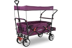 Fuxtec Chariot Smart Cruiser Pourpre, L'Original, Chariot de Jardin Pliable pour Enfants, Transport, Plage, Ville, Forêt, à Tirer ou à Pousser, Capacité De Charge 75 kg