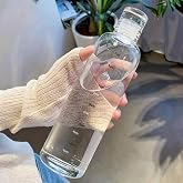 Porsima 2407 Borosilicate Glass Water Bottle - Grade Matara Water Bowl with Water Drinking Clock - Bedside Jug Transparent 750 mL