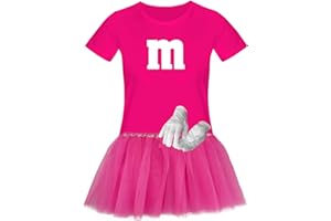 JIMMYS TEXTILFACTORY T-Shirt M&M + Tüllrock Karneval Gruppenkostüm Schokolinse 11 Farben Damen XS-3XL Fasching Verkleidung M's Fans Tanzgruppe