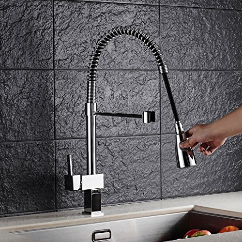 Auralum® Ausziehbare Küchenarmatur Spültischarmatur Einhandmischer Geschirrbrause Wasserhahn Mischbatterie Küche Spülbecken Spültisch Armatur