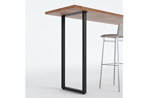 Homtone 2 patas de barra de desayuno resistentes, patas de mesa de metal industrial de 105 cm para mesas altas, proyectos de muebles de bricolaje, color negro (105 x 45 cm, cuadradas)